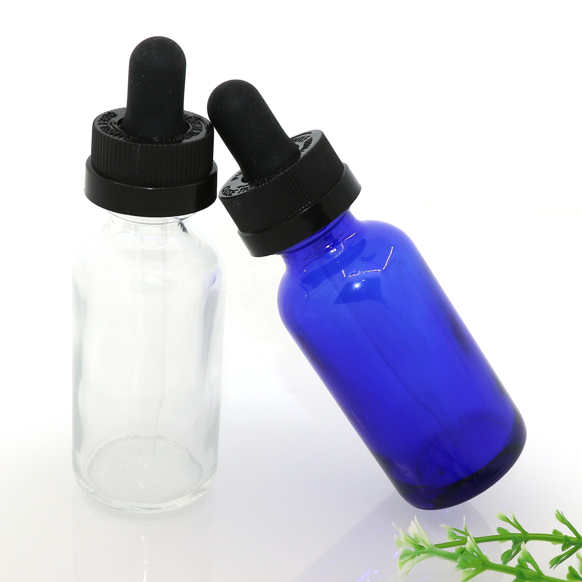 New product e liquid round boston glass bottle with childproof cap drop plastic dropper glass bottle 30ml 1oz