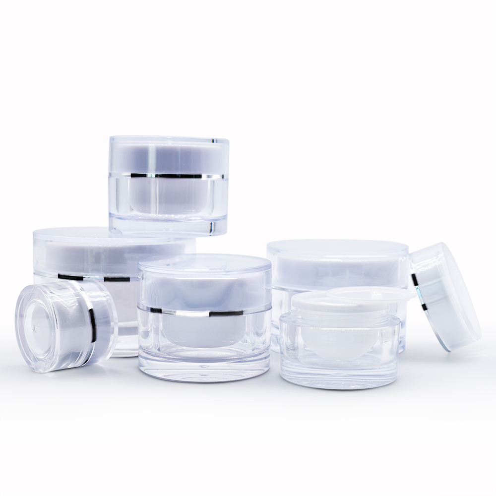 New product empty double wall 5g 10g 20g 30g 50g clear cosmetic acrylic plastic jars