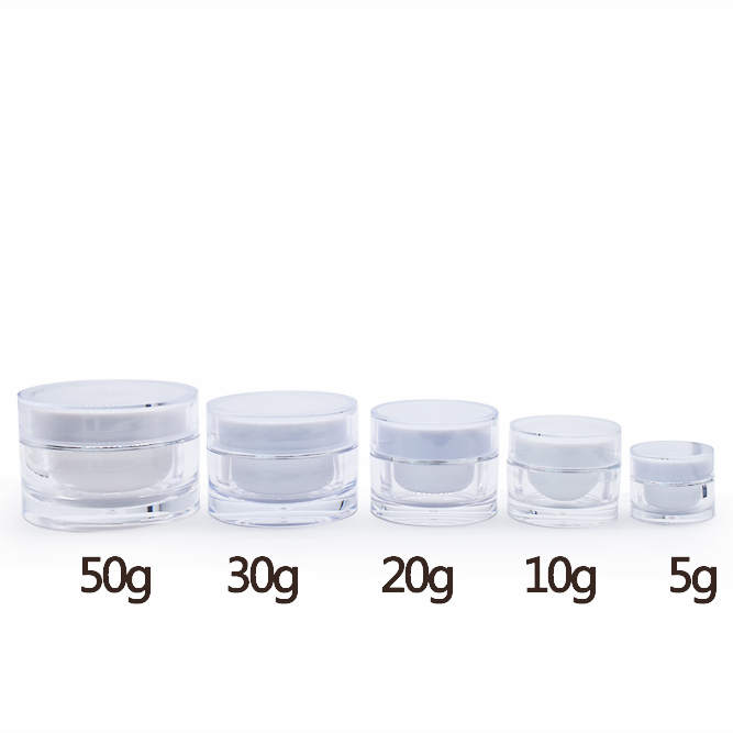 New product empty double wall 5g 10g 20g 30g 50g clear cosmetic acrylic plastic jars