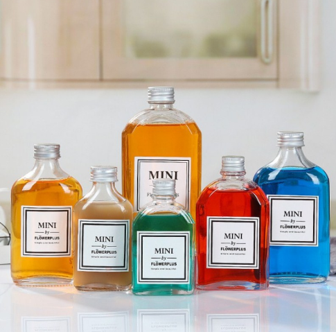 New product flat portable coffee cold juice beverage glass bottle with custom cap