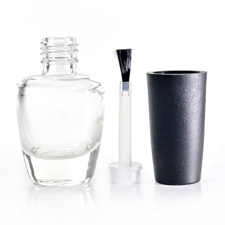 New product glass matte black 13ml empty nail polish bottle with high quality brush