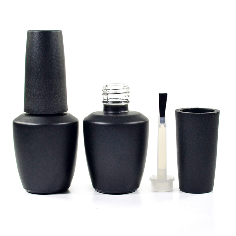 New product glass matte black 13ml empty nail polish bottle with high quality brush