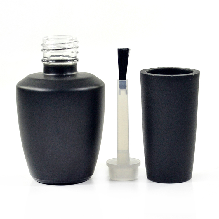 New product glass matte black 13ml empty nail polish bottle with high quality brush