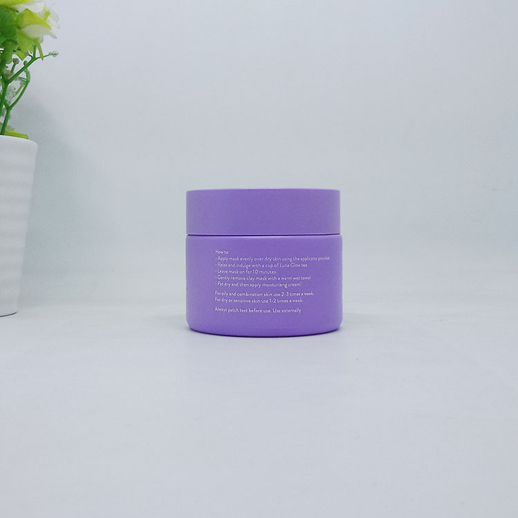 New product round purple ceramic jar 15g 20g 30g 50g 100g packaging container face cream jar with purple plastic lid