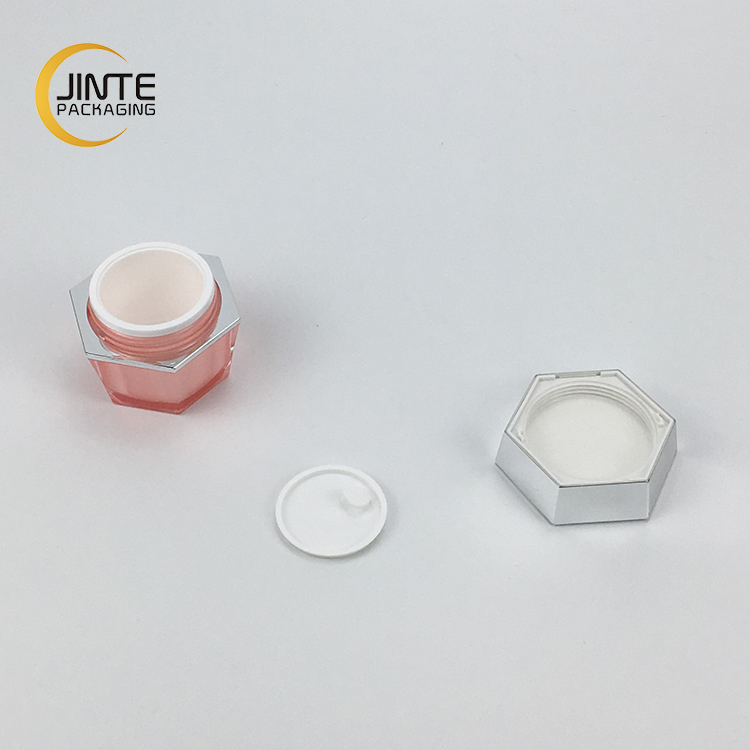 New products 15g 30g 50g custom plastic container hexagon pink empty cosmetic acrylic jar