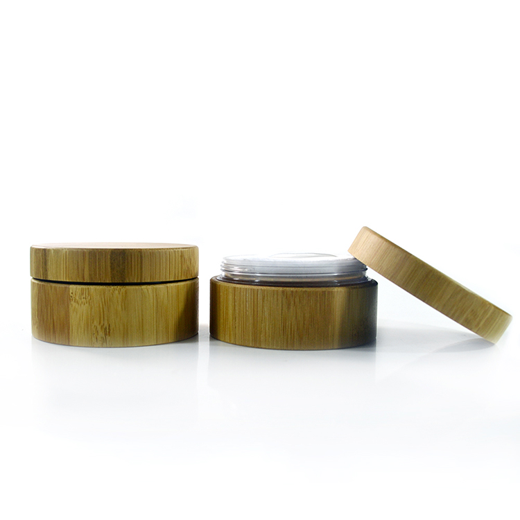 New products 30g cosmetic packaging Bamboo wood loose powder jar with sifter PAD