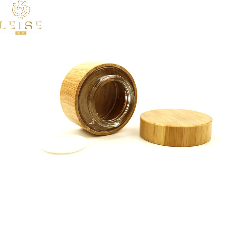 New products cosmetic supplier 10g 20g 30g 50g 100g glass inner wooden jar bamboo cream cosmetic jar