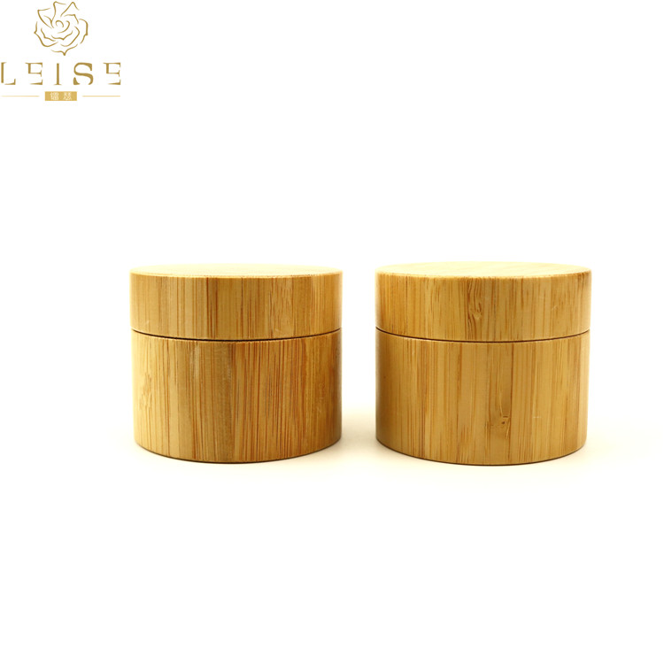 New products cosmetic supplier 10g 20g 30g 50g 100g glass inner wooden jar bamboo cream cosmetic jar