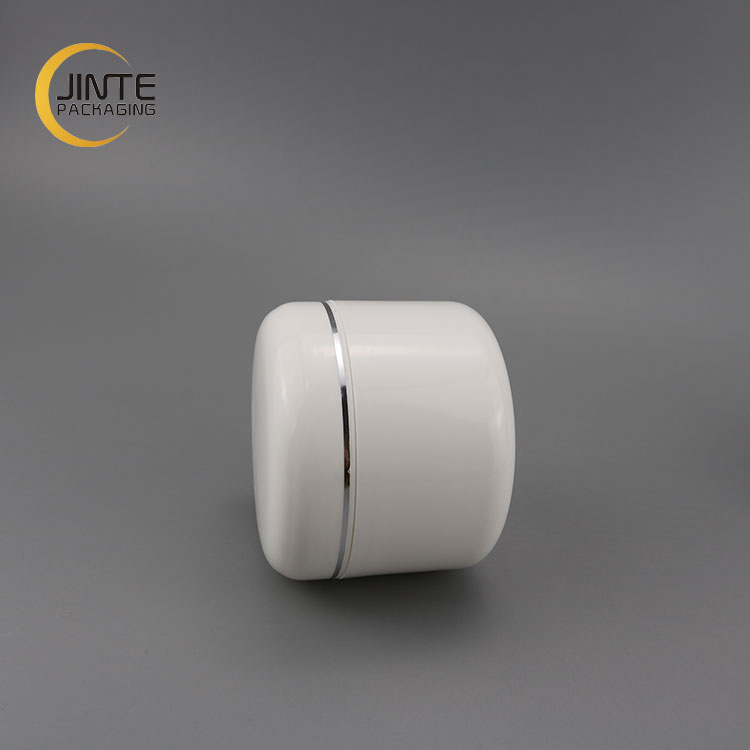 New products empty white cosmetic container double wall PP jar with shiny gold line for baby cream use