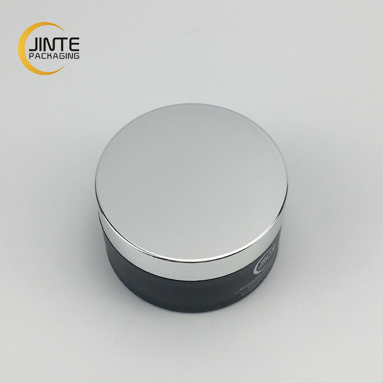New products silk screen printing 150g matte black plastic PETG moisturizer jar with shiny silver cap