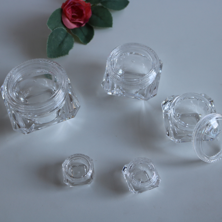 New prroducts cosmetic packaging 3g 5g 10g 15g 20g 30g 50g diamond small capacity plastic acrylic jar