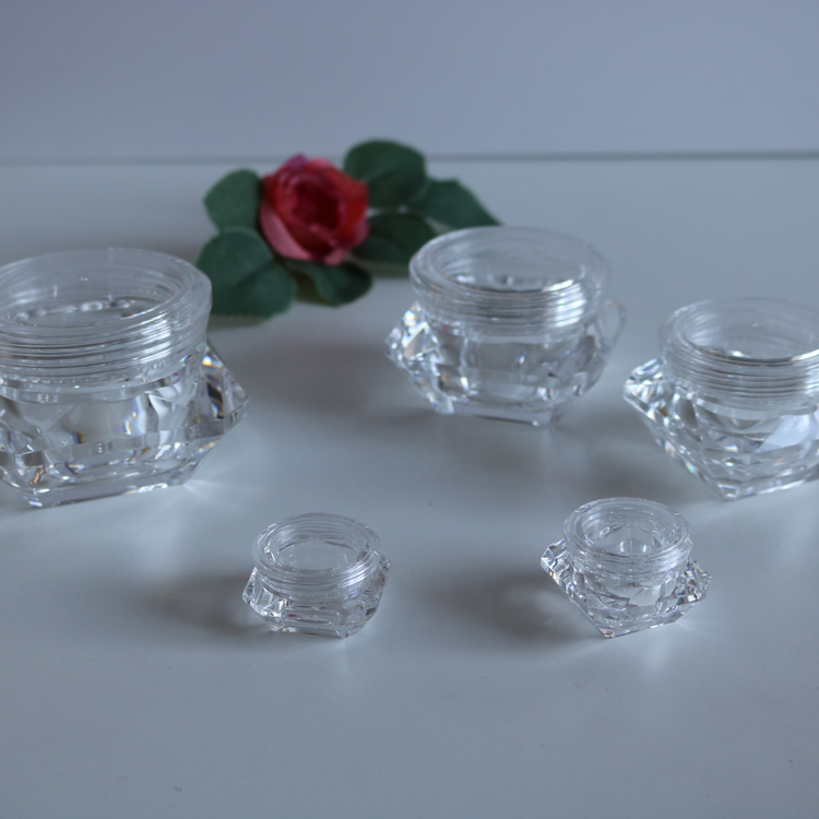New prroducts cosmetic packaging 3g 5g 10g 15g 20g 30g 50g diamond small capacity plastic acrylic jar