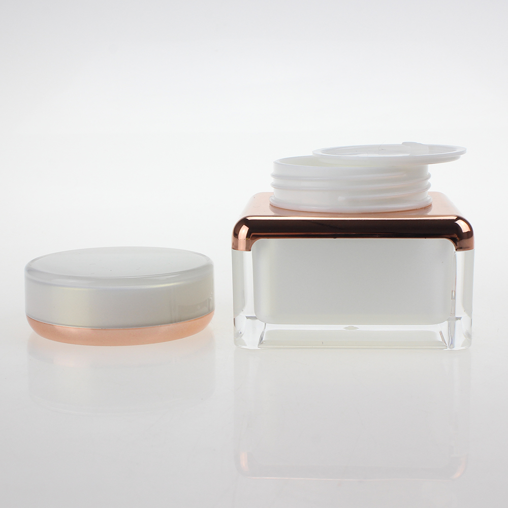 New shape of Cosmetic packaging in square 30g 50g white Acrylic cream jar with cap, to contain some cream