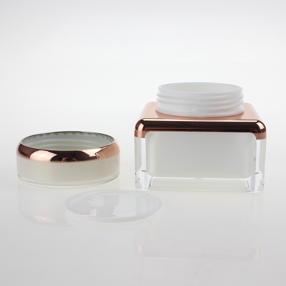 New shape of Cosmetic packaging in square 30g 50g white Acrylic cream jar with cap, to contain some cream