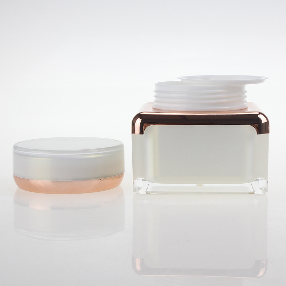 New shape of Cosmetic packaging in square 30g 50g white Acrylic cream jar with cap, to contain some cream