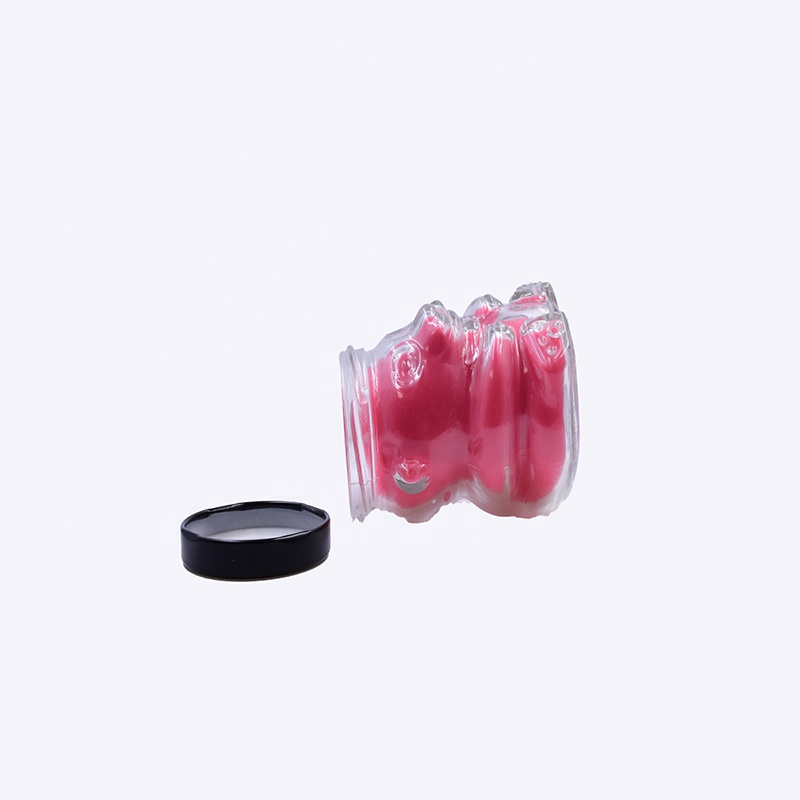 New style 180 ml transparent clear bear shape candle glass jar honey jam candy snacks with paraffin