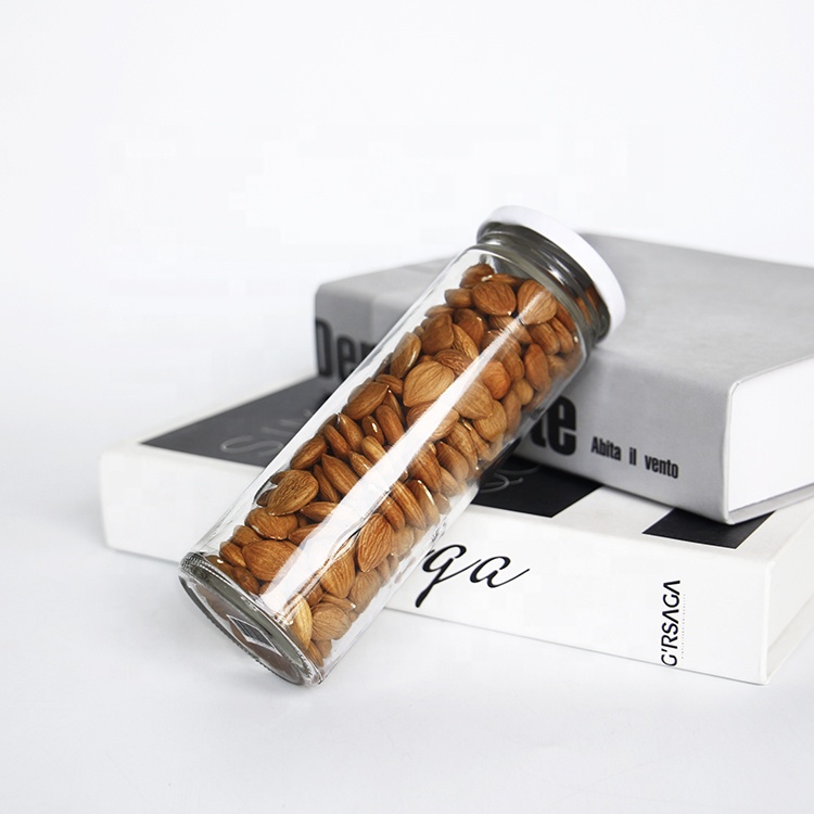 New style 5oz 50ml cylinder food canning bottle glass honey pot storage container with gold lid