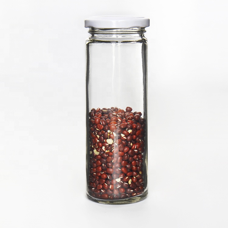 New style 5oz 50ml cylinder food canning bottle glass honey pot storage container with gold lid