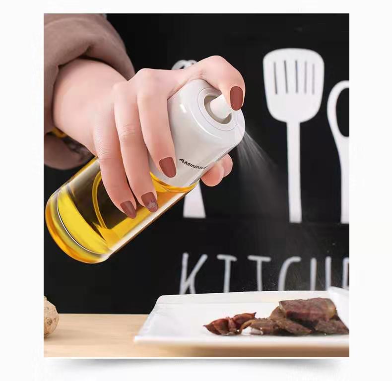 New style barbecue kitchen edible oil bottle sprayer household food grade glass oil bottle 200ml stainless steel spray can