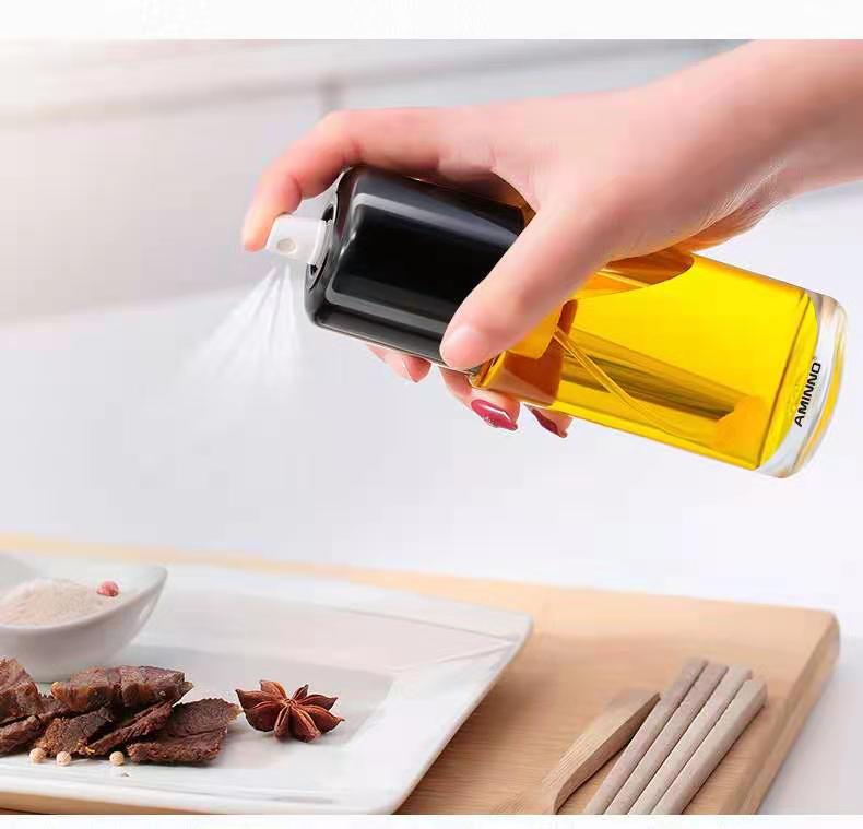 New style barbecue kitchen edible oil bottle sprayer household food grade glass oil bottle 200ml stainless steel spray can