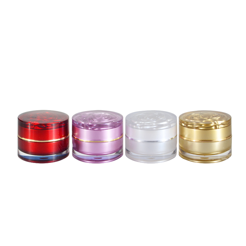 New style empty gold silver pearlescent white 5g 10g 15g 30g cosmetic face cream acrylic jar with rose lid
