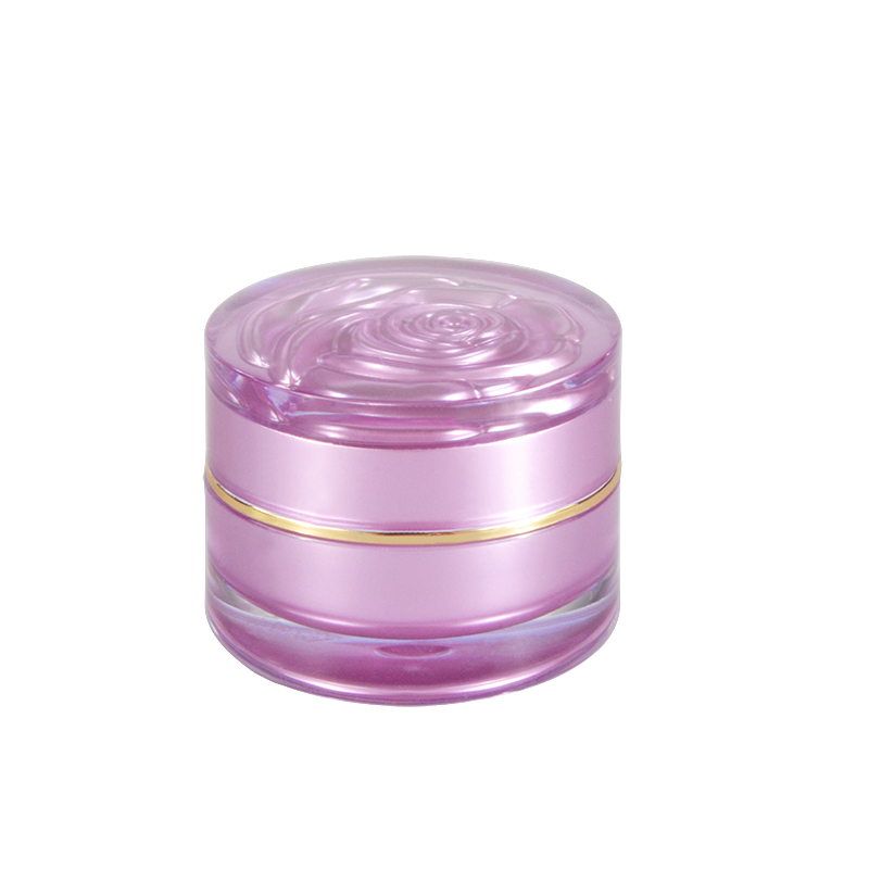 New style empty gold silver pearlescent white 5g 10g 15g 30g cosmetic face cream acrylic jar with rose lid