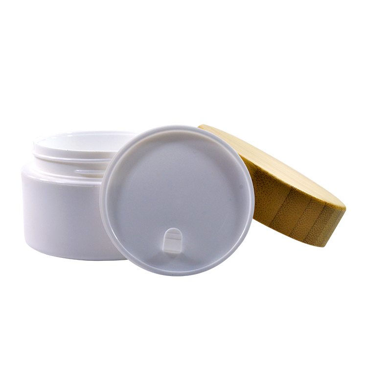 New style free sample 15g 30g 50g 150g 250g PP plastic cream jar with bamboo lid