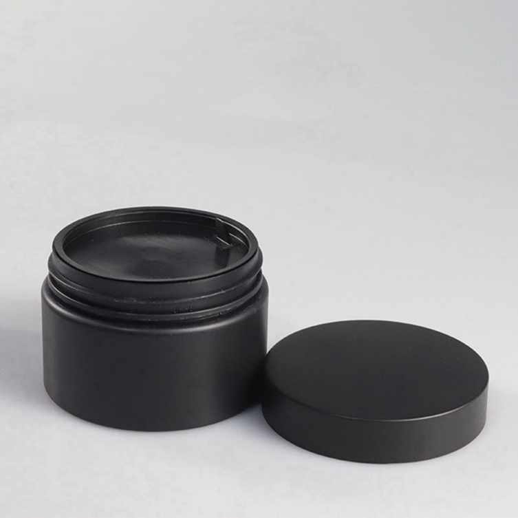 New style popular cream jar plastic, 50g plastic pet PCR jar frosted amber jars with bamboo lid