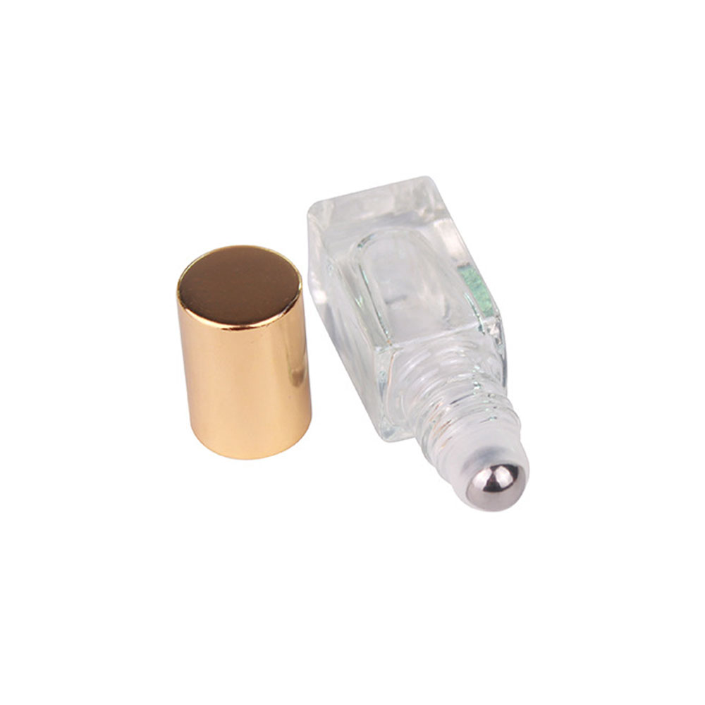 New style square shape empty glass bottle of perfume oil with glass roller 3ml