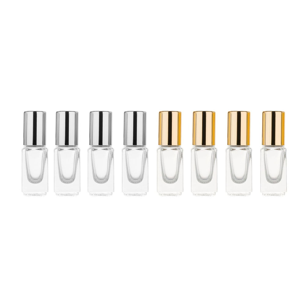 New style square shape empty glass bottle of perfume oil with glass roller 3ml