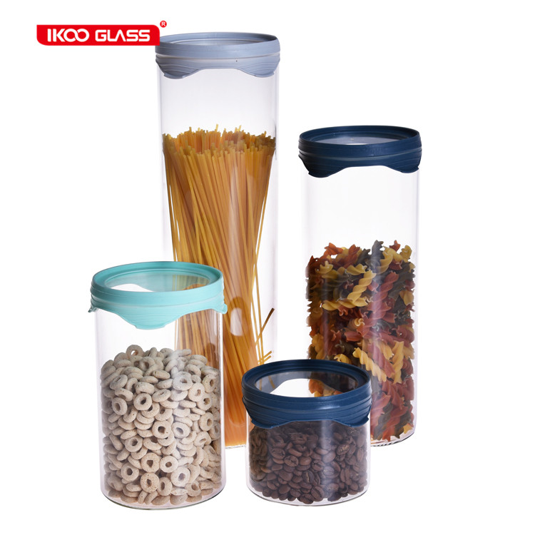 New type eco friendly cereal container storage jar glass with airtight lid