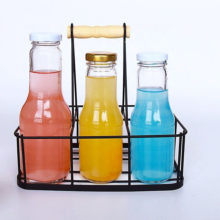 New type hot selling in Australia glass material 275ml 375ml fruit juice sauce empty glass bottle with metal lid
