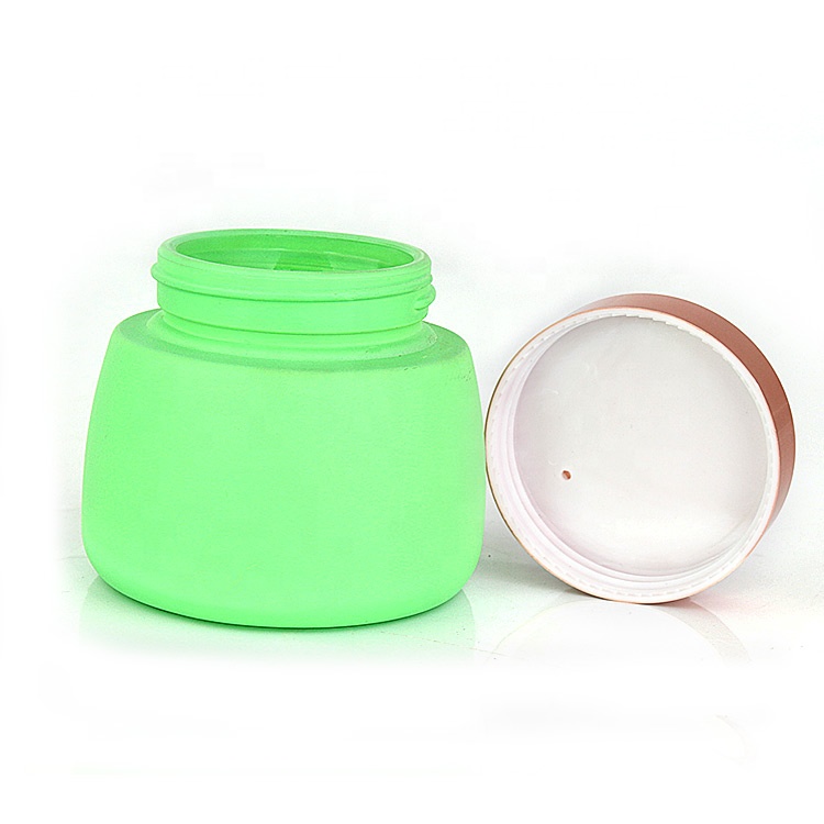 New unique empty 120ml 4oz matte green hair mask jars facial mask glass jars with rose gold screw lid