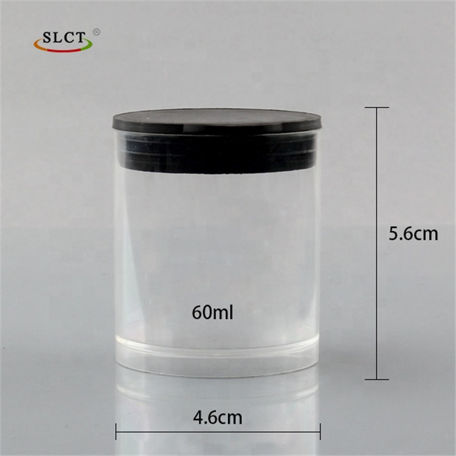 New version plastic clear packaging cosmetic food jar / container with black lid cap