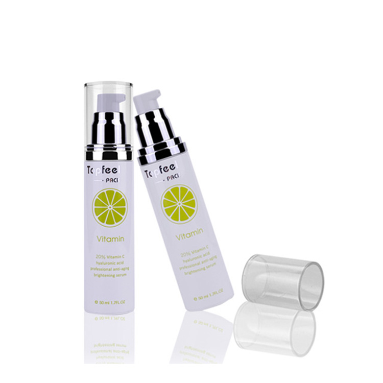New white 30ml 50ml airless bottle perfume plastic bottle with pump cap