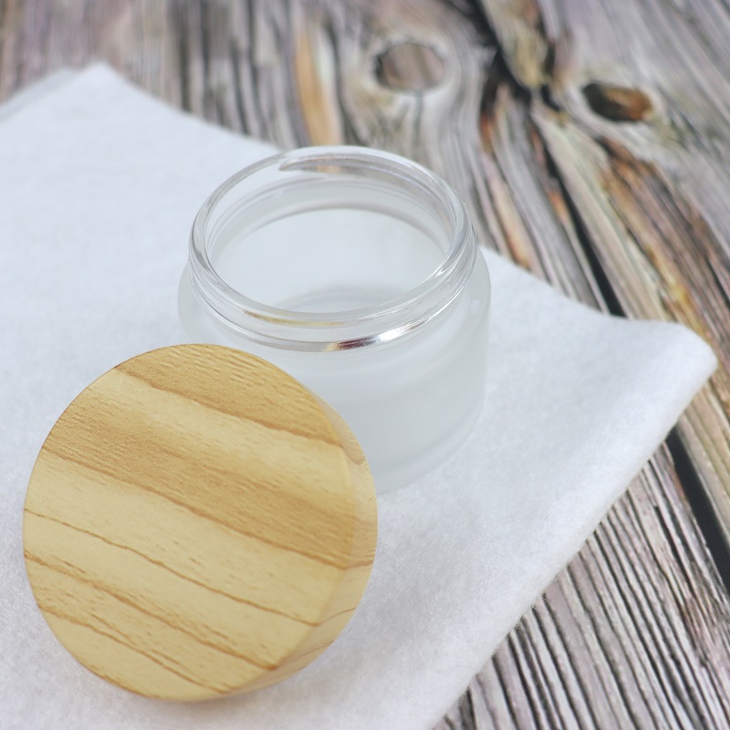 Newest 50ML Glass Frosted Makeup Sample Containers Face Cream Cosmetic Jars with Spatula