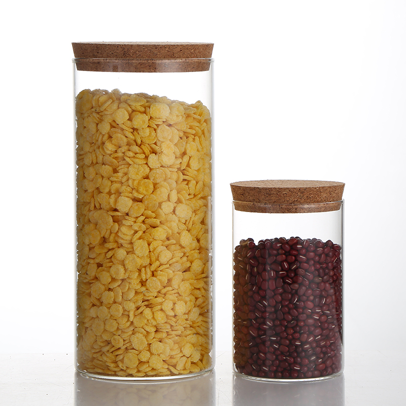 Newest Custom Jar Lids Kitchen Canisters Storage Jar Glass Containers With Cork Tops