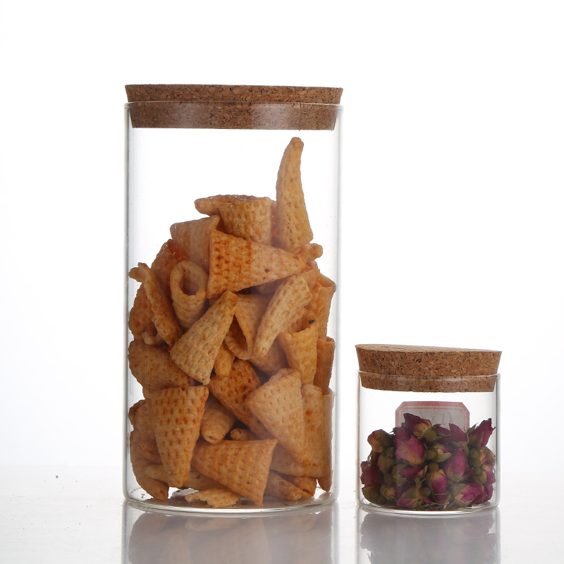 Newest Custom Jar Lids Kitchen Canisters Storage Jar Glass Containers With Cork Tops