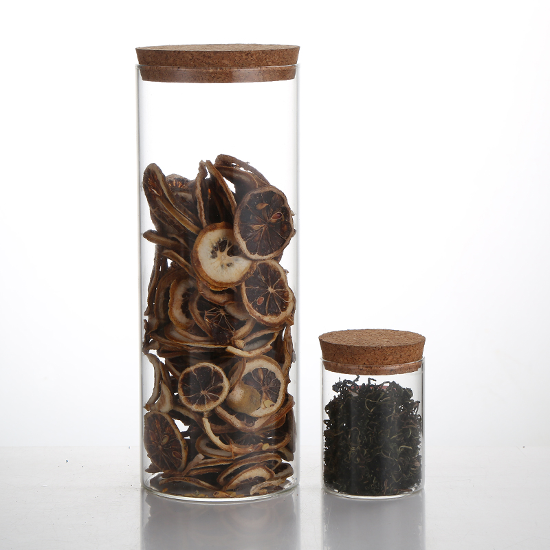 Newest Custom Jar Lids Kitchen Canisters Storage Jar Glass Containers With Cork Tops