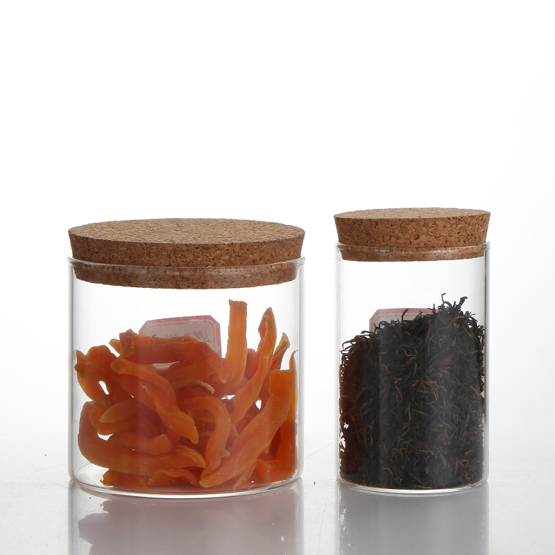 Newest Custom Jar Lids Kitchen Canisters Storage Jar Glass Containers With Cork Tops
