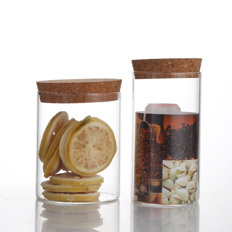 Newest Custom Jar Lids Kitchen Canisters Storage Jar Glass Containers With Cork Tops