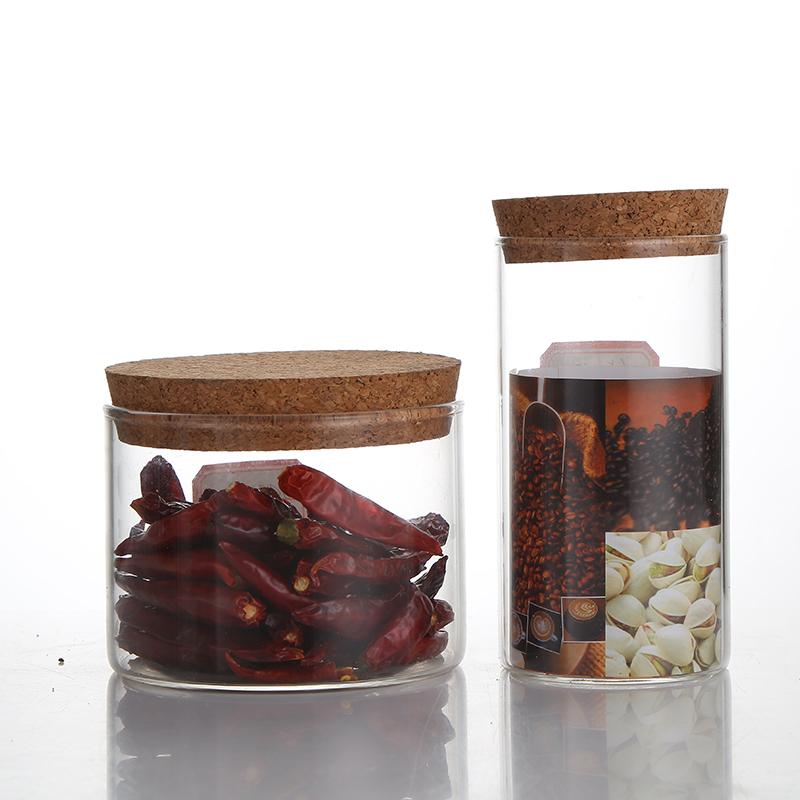 Newest Custom Jar Lids Kitchen Canisters Storage Jar Glass Containers With Cork Tops