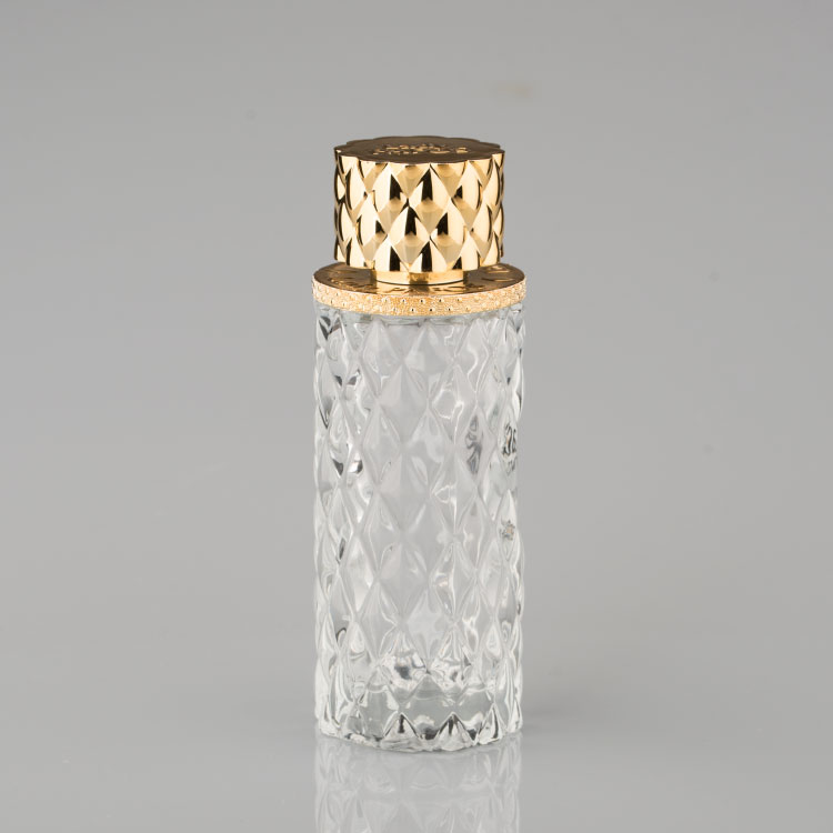 Newest Design Golden Luxury 100ml Round Glass Perfume Bottle with Screw Cap