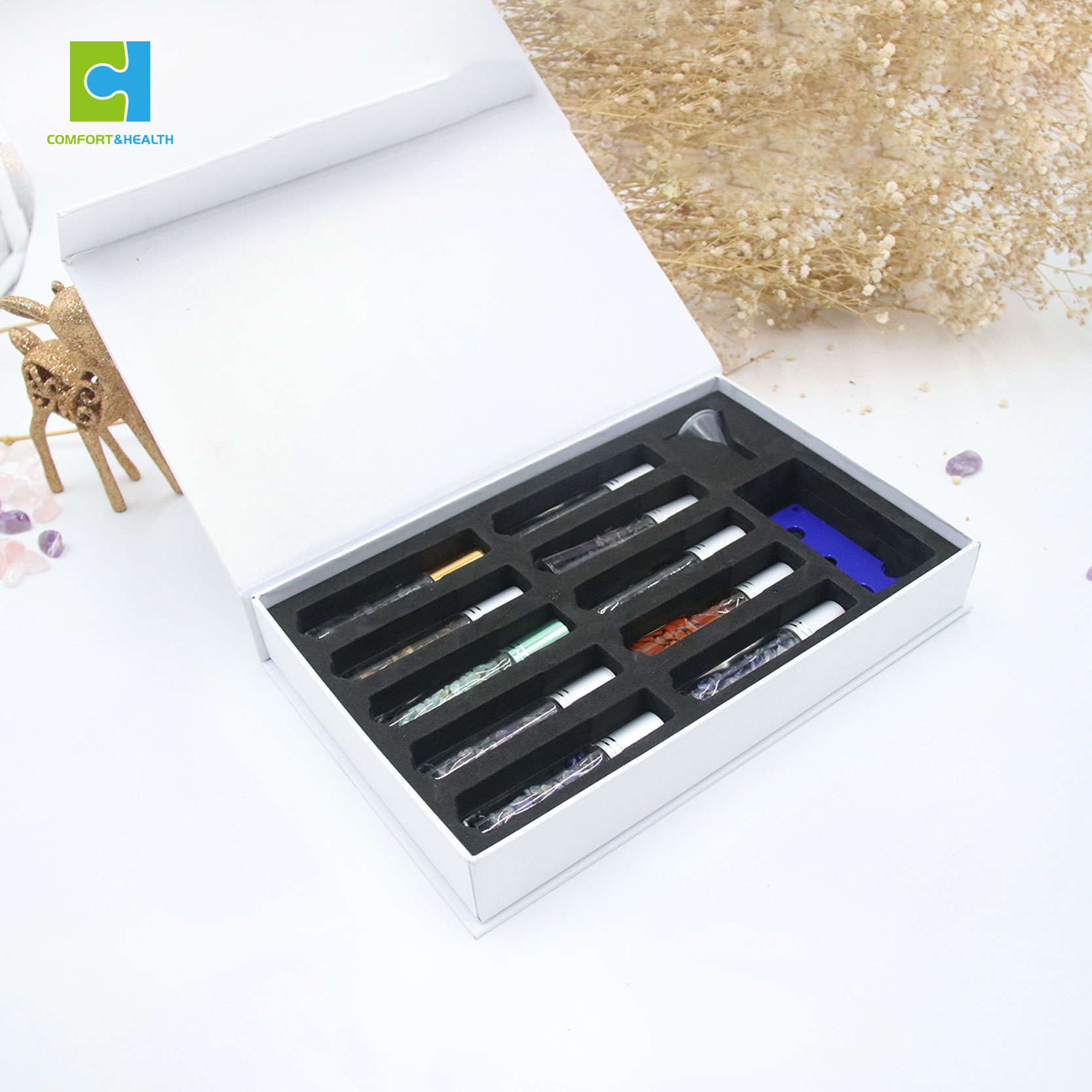 Newest Products High Quality 10ml Crystal Gemstone Perfume Essential Oil Bottle Crystal Roller Ball Bottle For Massage