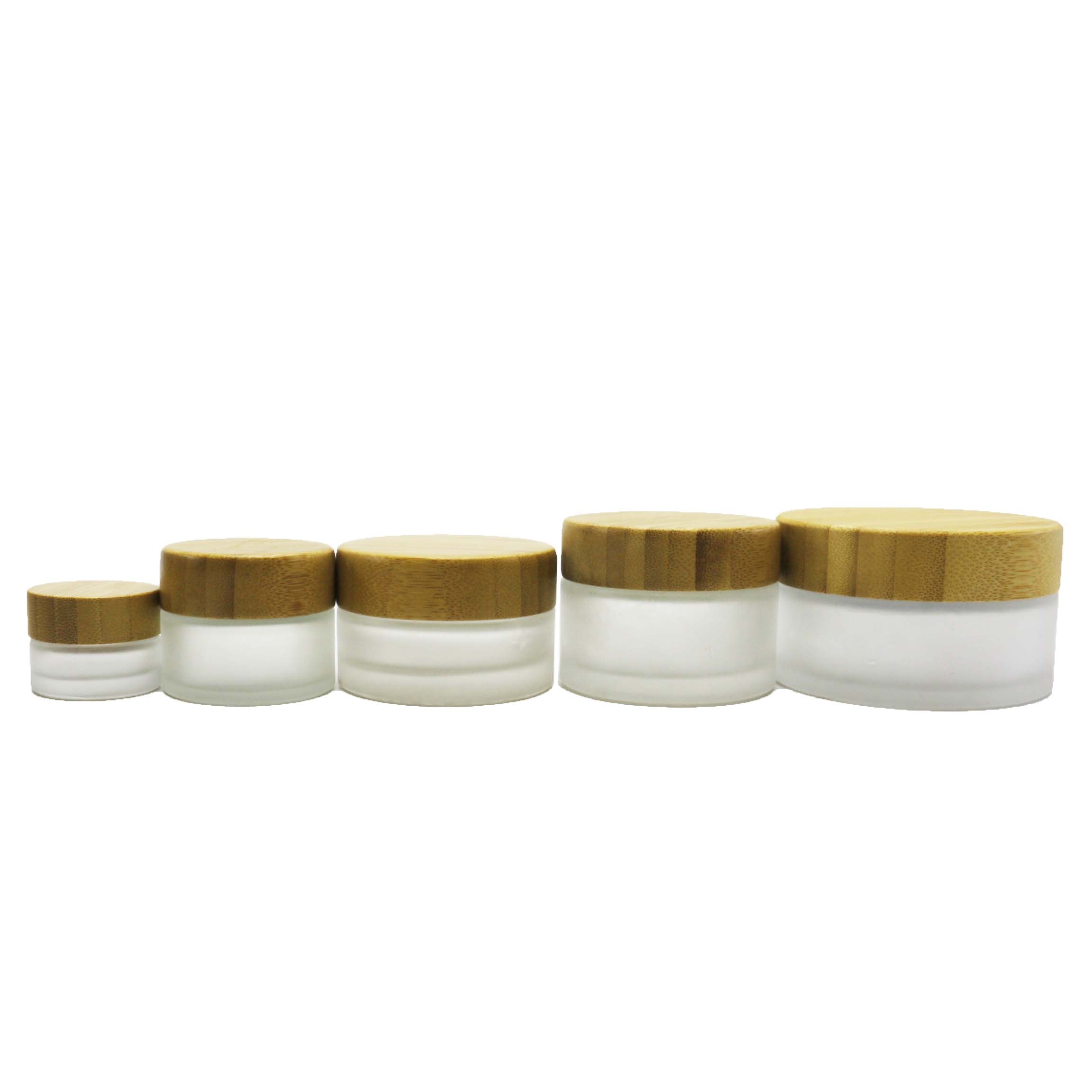 Newest design 30g 50g 100g glass bamboo bottle and jars containers with bamboo lid for cosmetics BJ-233Q