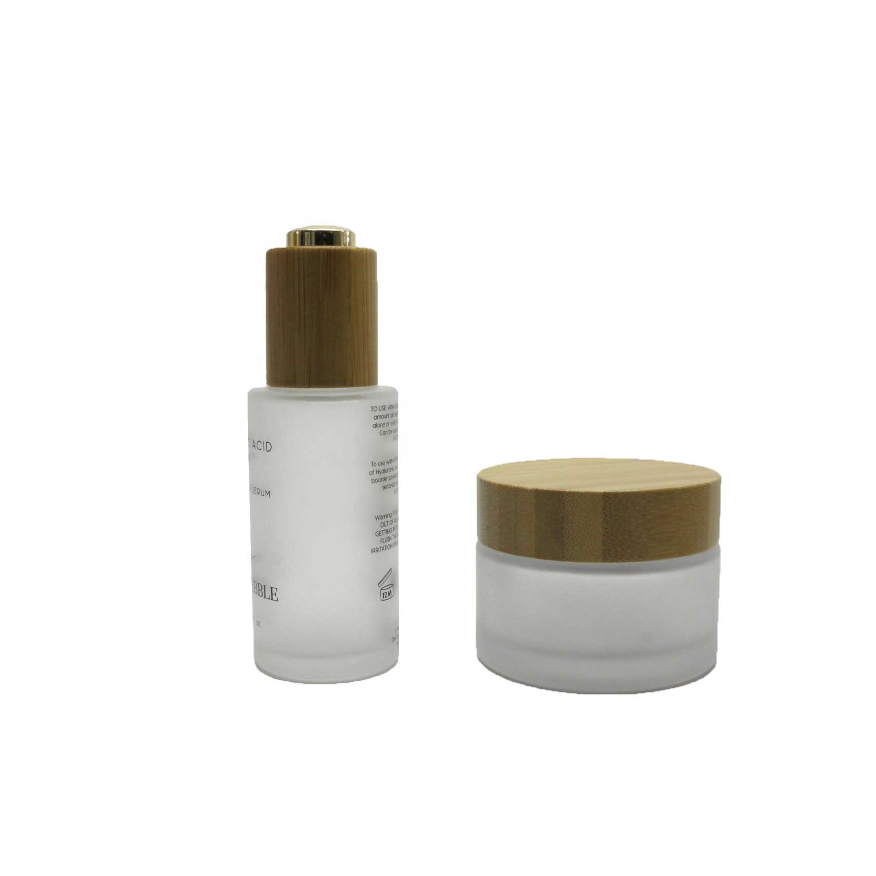 Newest design 30g 50g 100g glass bamboo bottle and jars containers with bamboo lid for cosmetics BJ-233Q