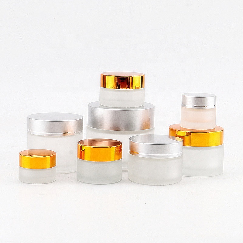Newest design glass frosted jar 2 ounce glass jar face cream jar