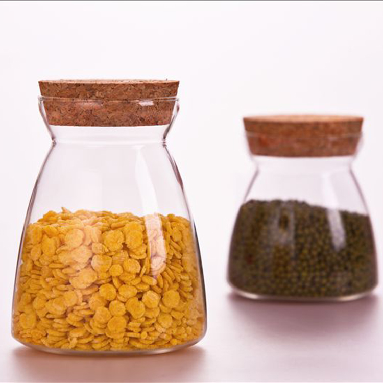 Newest design reusable T-shaped glass jar with cork lid