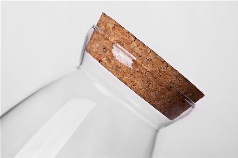Newest design reusable T-shaped glass jar with cork lid