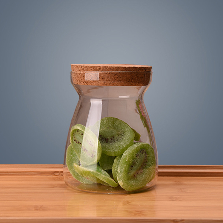Newest design reusable T-shaped glass jar with cork lid